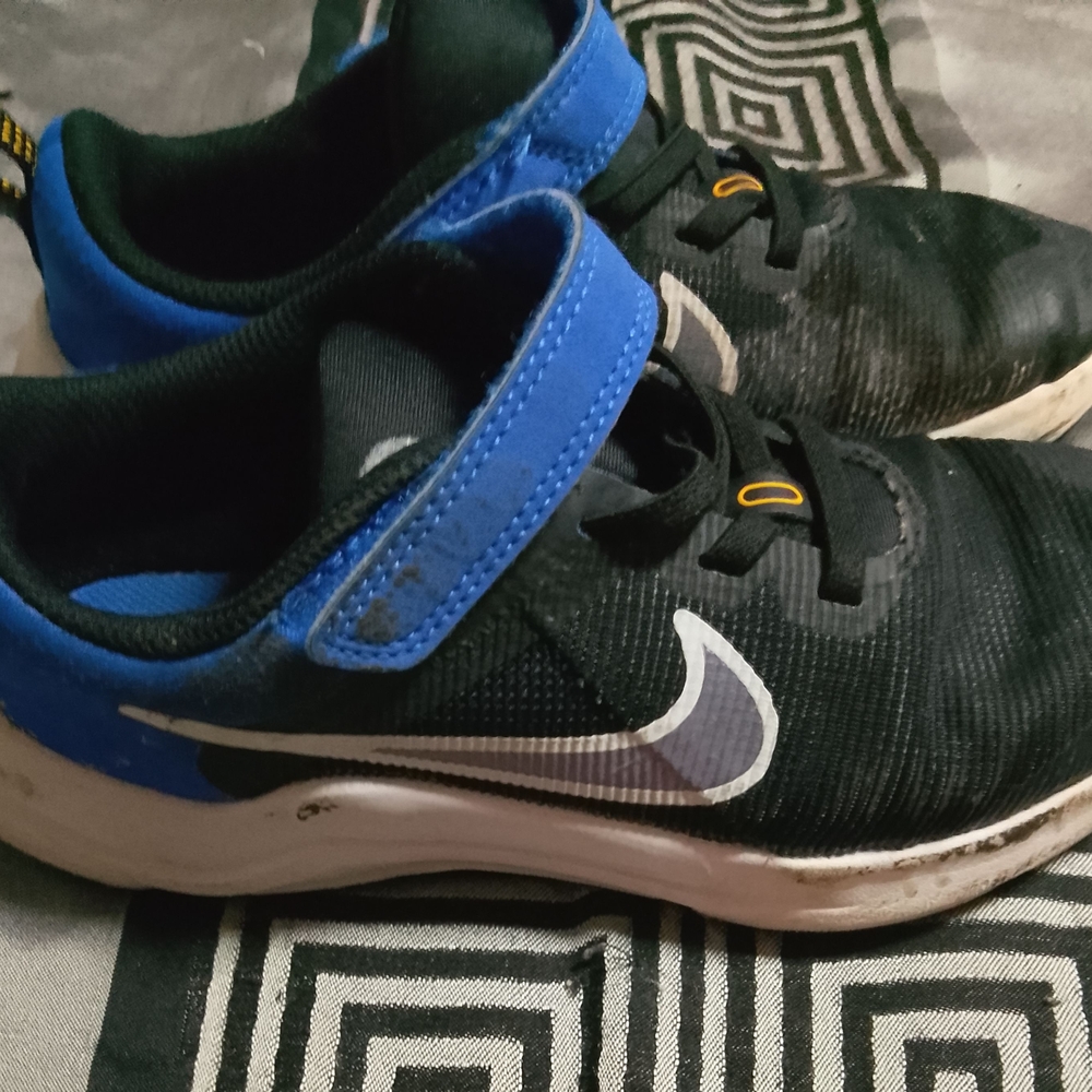 Kids Black and Blue Nike Shoes